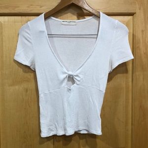 Urban Outfitters White Ribbed Tee S